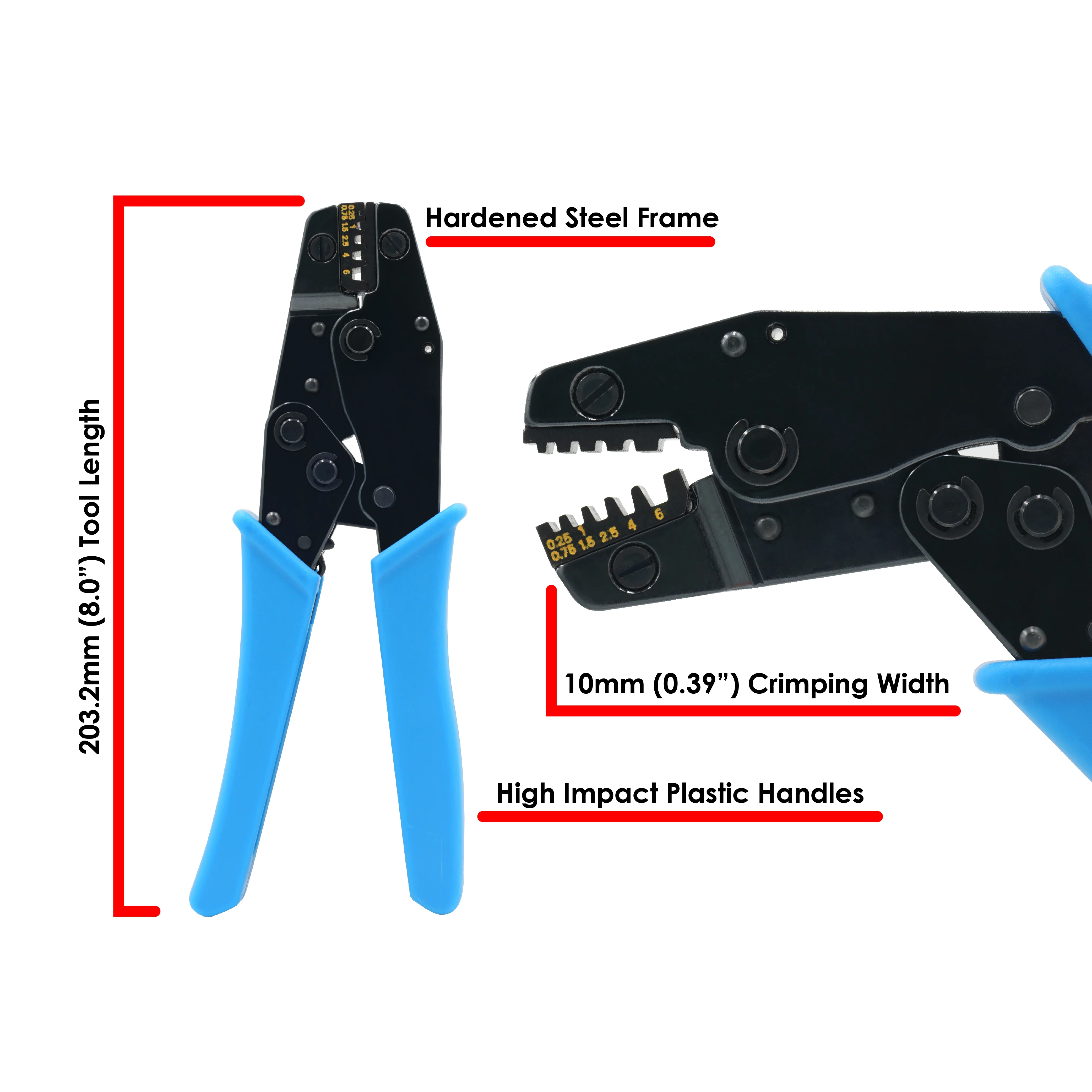 KST LY8-060 - 24 to 10 AWG Wire Ferrules Crimping Tool, UL Approved, Side Load, Trapezoidal Profile, 1 Piece - Image 2