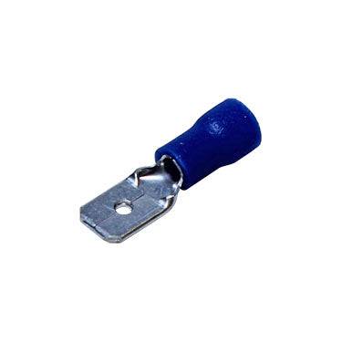 MDD2-187(5) - 16 to 14 AWG Vinyl PVC Insulated Quick Disconnects, Male, Fully Insulated, Double Crimp, Blue, 100 Pieces - Image 2