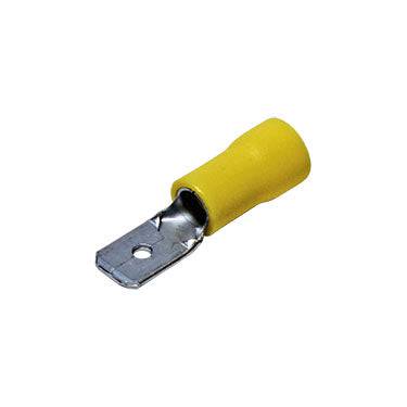 MDD5-250 - 12 to 10 AWG Vinyl PVC Insulated Quick Disconnects, Male, Fully Insulated, Double Crimp, Yellow, 100 Pieces - Image 2