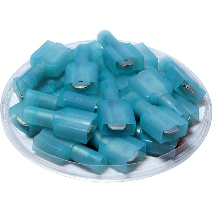 MDFNY2-250 - 16 to 14 AWG Nylon Insulated Quick Disconnects, Male, Fully Insulated, Blue, 100 Pieces