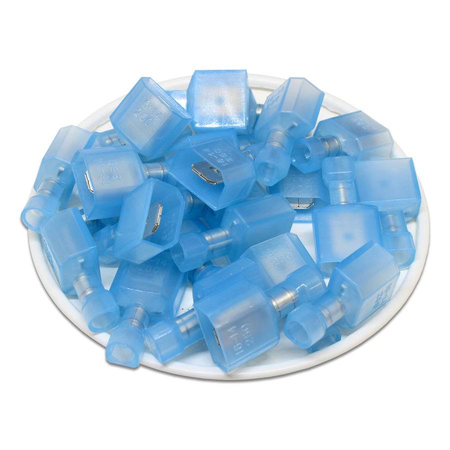 MDFNY2-250(A) - 16 to 14 AWG Nylon Insulated Quick Disconnects, Male, Fully Insulated, 100 Pieces