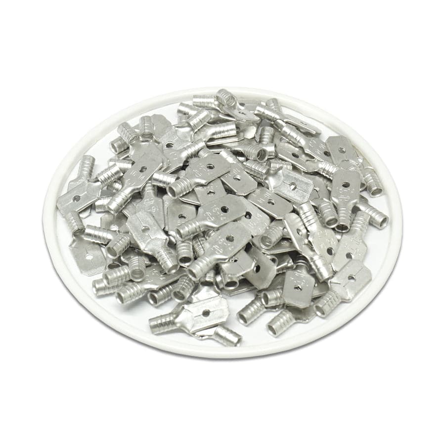 16 to 14 AWG Non Insulated Male Quick Disconnects, NEMA Tab: .250", 100 Pieces - MDN2-250