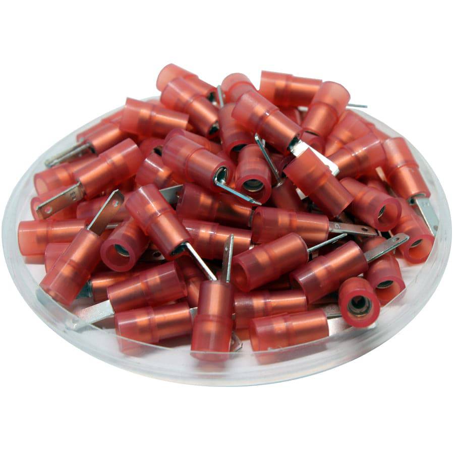MDNYD1-110(5) - Nylon Insulated Male Quick Disconnect - Double Crimp - 22-16 AWG