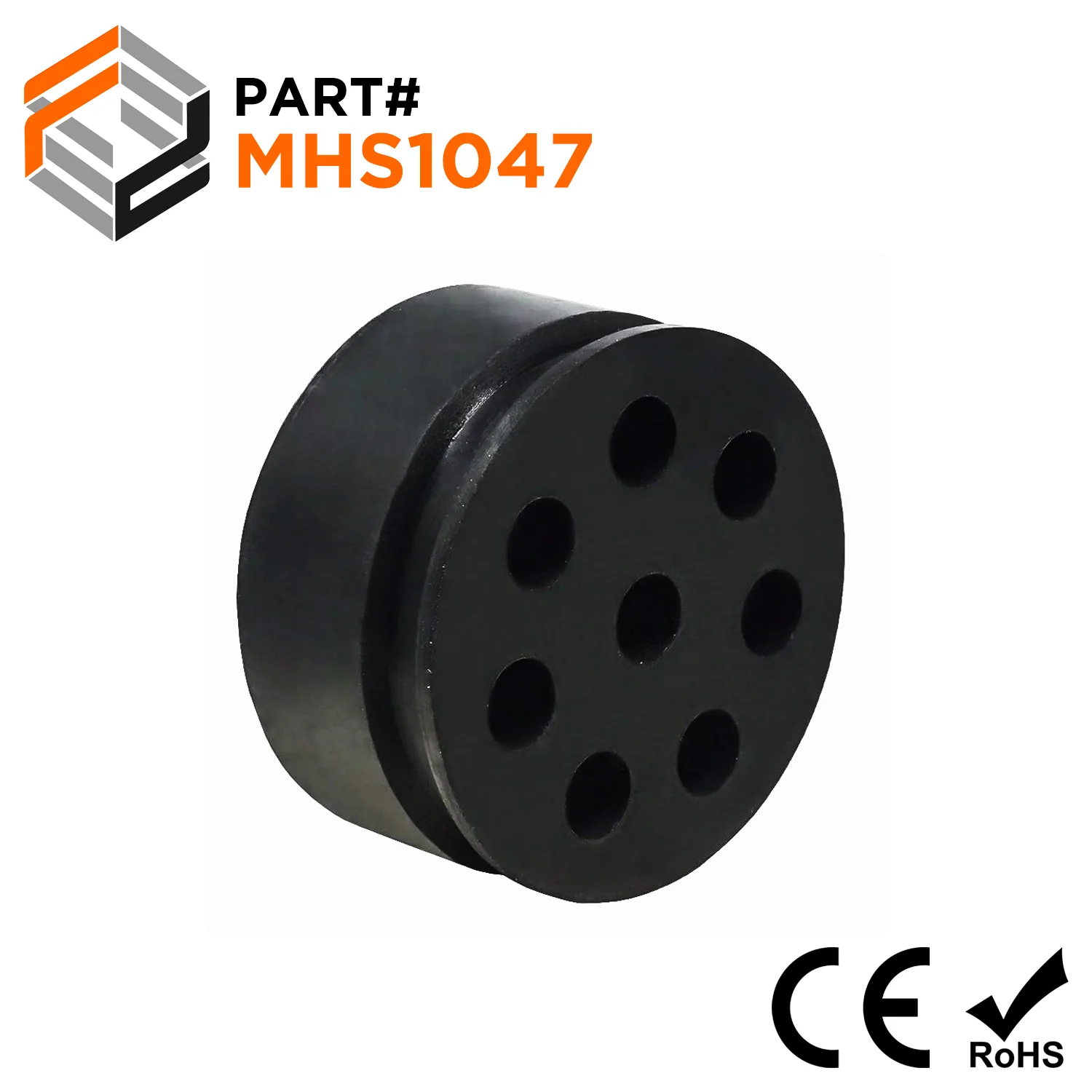 MHS1047 - Cable Gland Multi Hole Seals, Sizes: NPT1-1/4", PG29, M32, 8-Hole x 5mm, IP68, 1 Piece