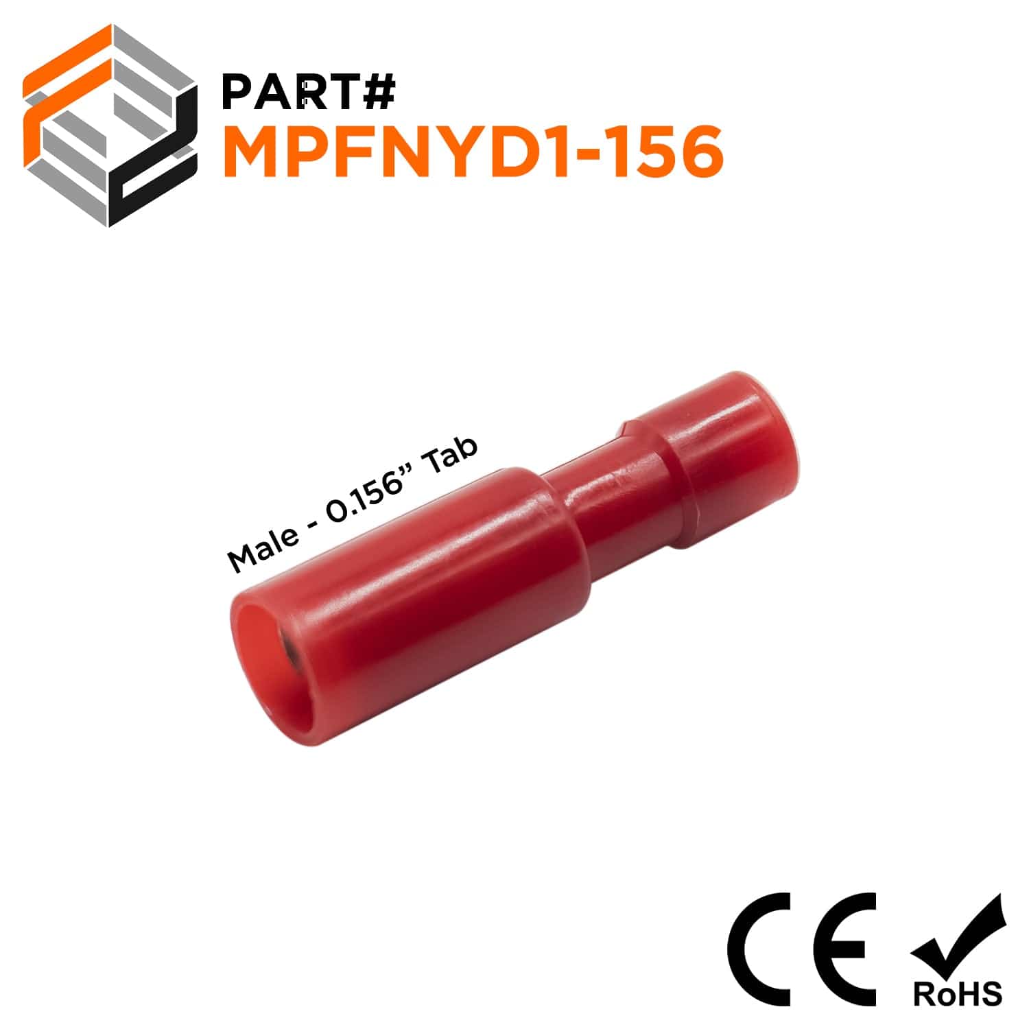 MPFNYD1-156 - Double Crimp Fully Insulated Male Bullet Connectors - 22-16 AWG - Nylon