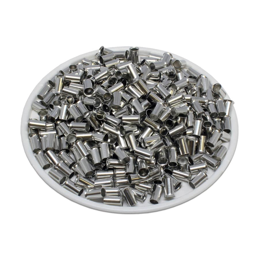 N25012 - 14AWG Non Insulated Wire Ferrules, 12mm Pin, UL Recognized, 1000 Pieces