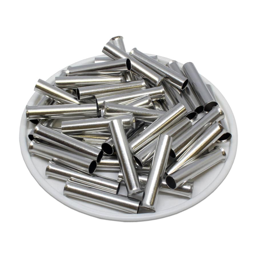 N60025 - 10 AWG Non Insulated Wire Ferrules, 25mm Pin, 250 Pieces