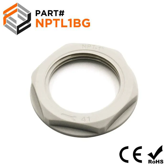 NPT100BG-LN - NPT Thread Nylon Lock Nut for 1" Cable Glands, Beige, UL Approved, 1 Piece