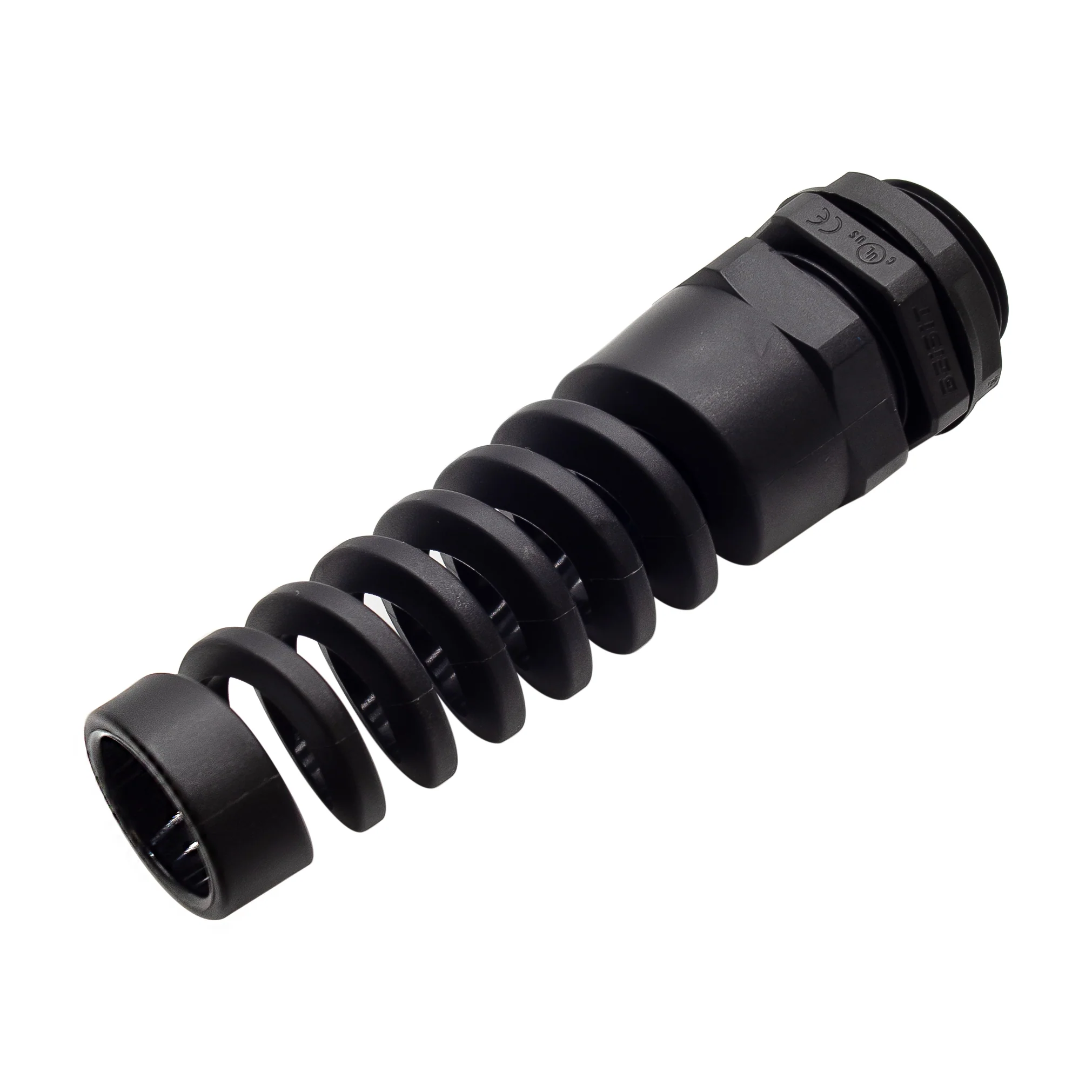 N3418SRB - 3/4" NPT Thread Nylon Flexible Cable Gland, Black, Range: 1/2" to 11/16", UL Listed, IP68, IP69K - 1 Piece - Image 2