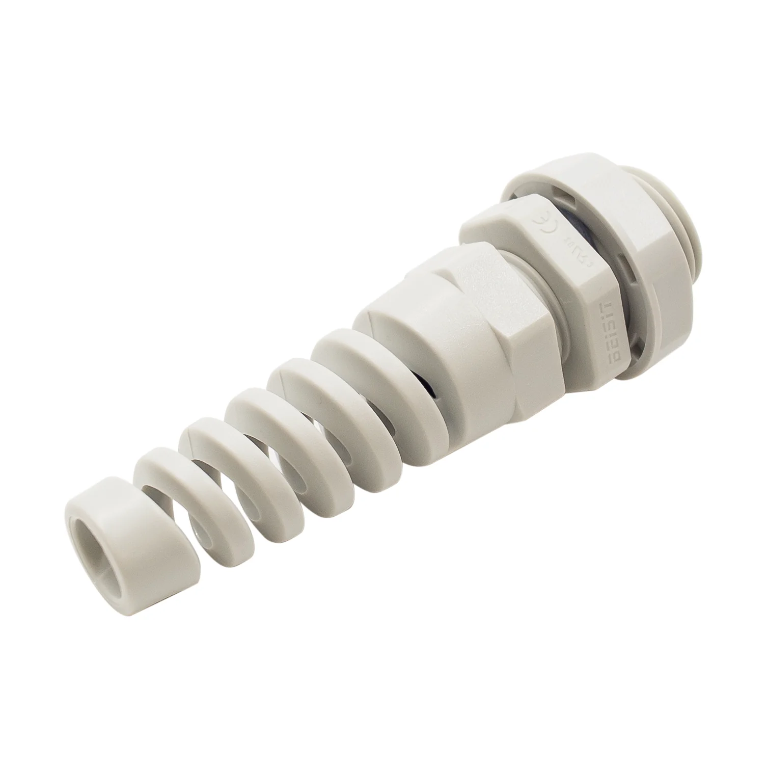 N3808SRGY - 3/8" NPT Thread Nylon Cable Gland with Strain Relief, Gray, Range: 3/16" to 5/16", UL Listed, IP68, IP69K - 1 Piece - Image 2