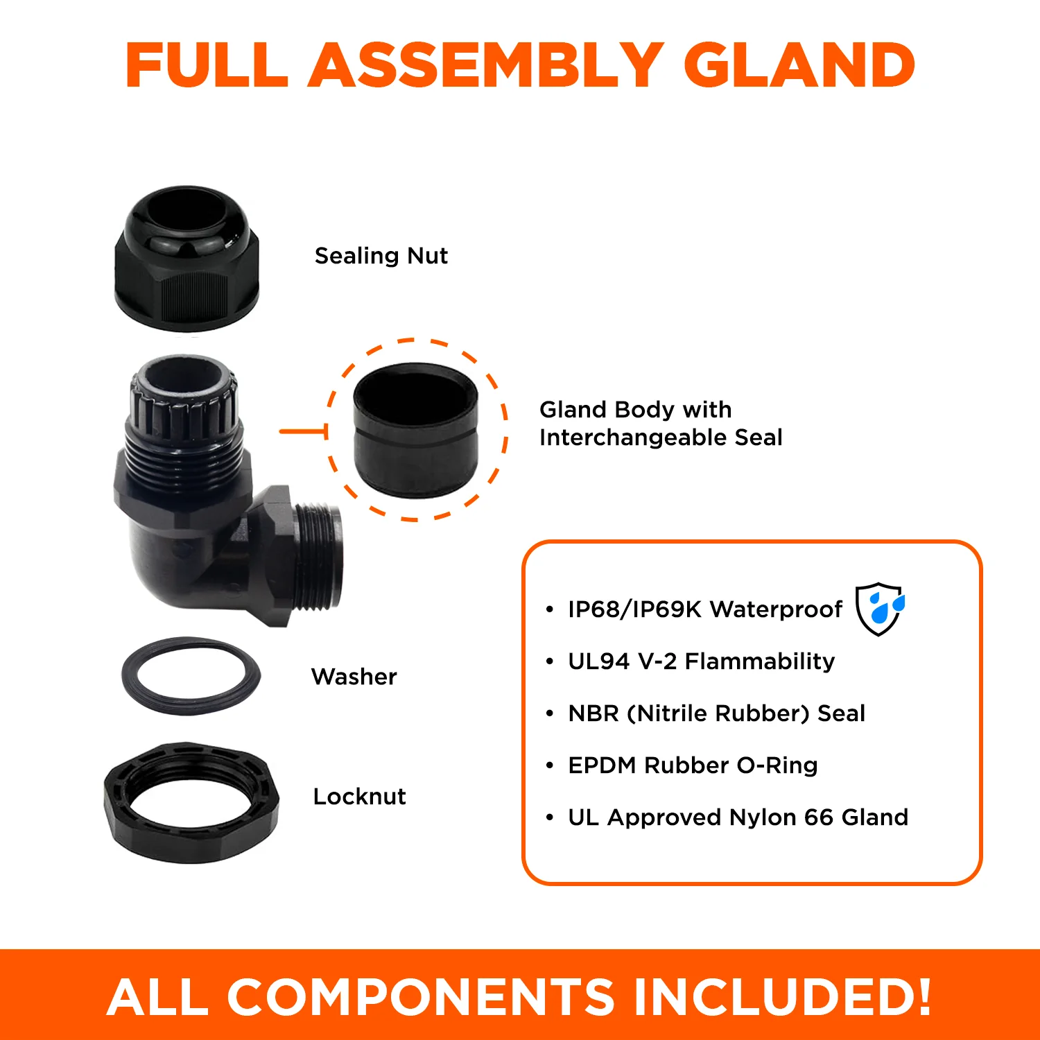 PG9 Right Angle Cable Gland - 4-8mm - Black - PG0908RA - Image 3