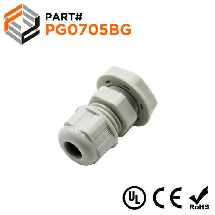 P0705BG - PG7 Thread Nylon Cable Gland, Beige, Range: 1/16" to 3/16", UL Listed, IP68, IP69K - 1 Piece