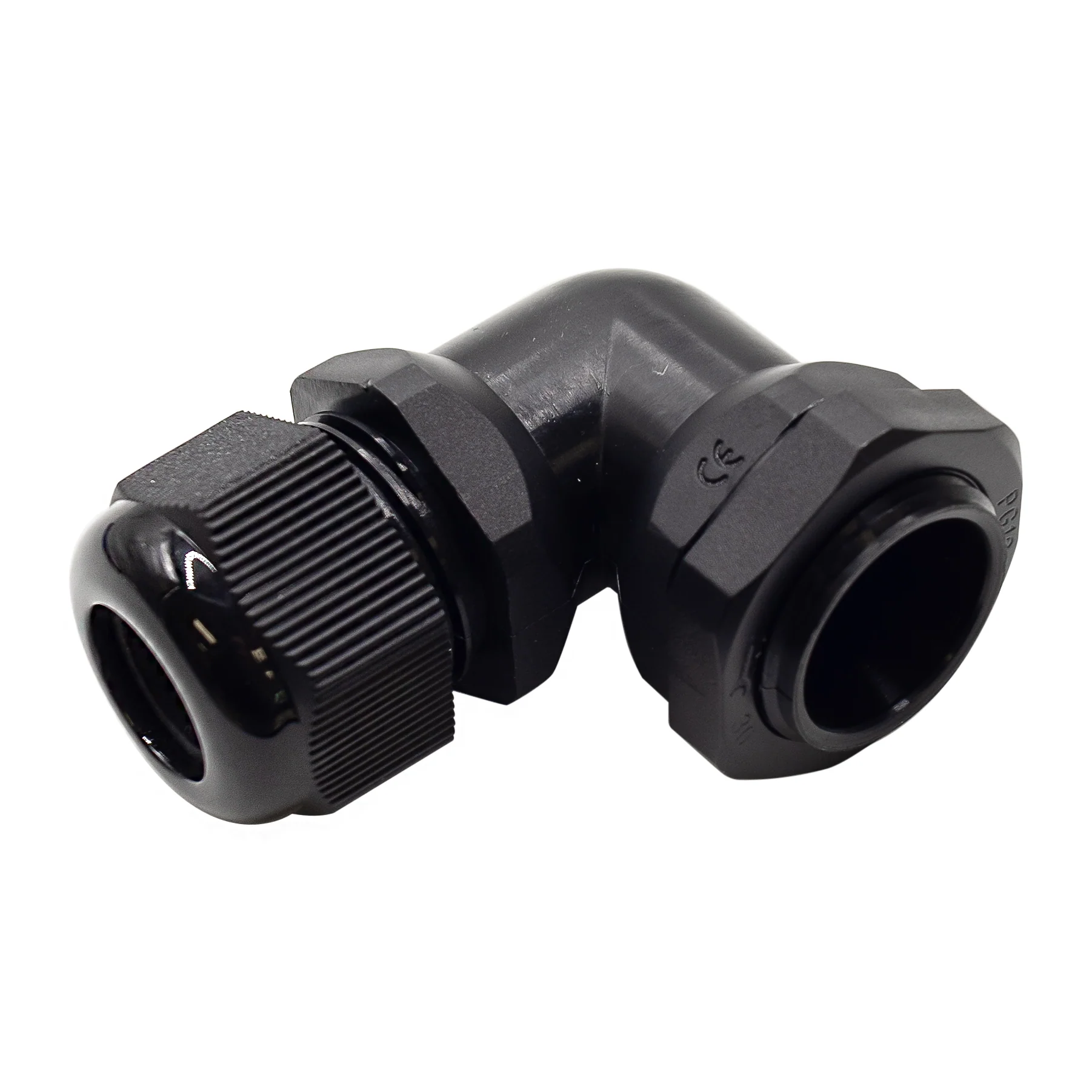 PG16 Right Angle Cable Gland - 7-12mm - Black - PG1612RA - Image 2