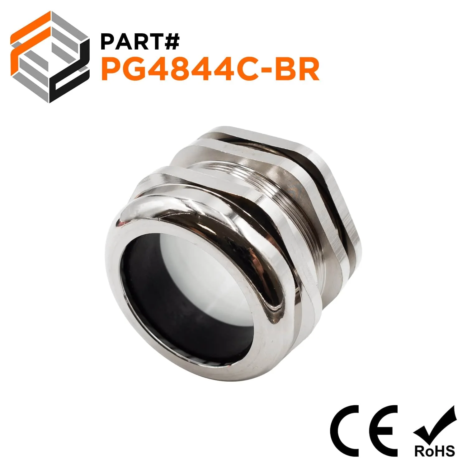 PG4844C-BR - PG48 Cable Gland & Lock Nut, Nickel Plated Brass, Range: 1-7/16" to 1-3/4", 1 Piece