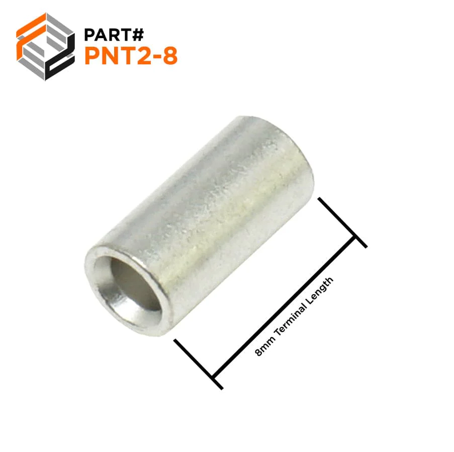 PNT2-8 - 16 to 14 AWG Non Insulated Parallel Connectors, 8mm Length, 100 Pieces