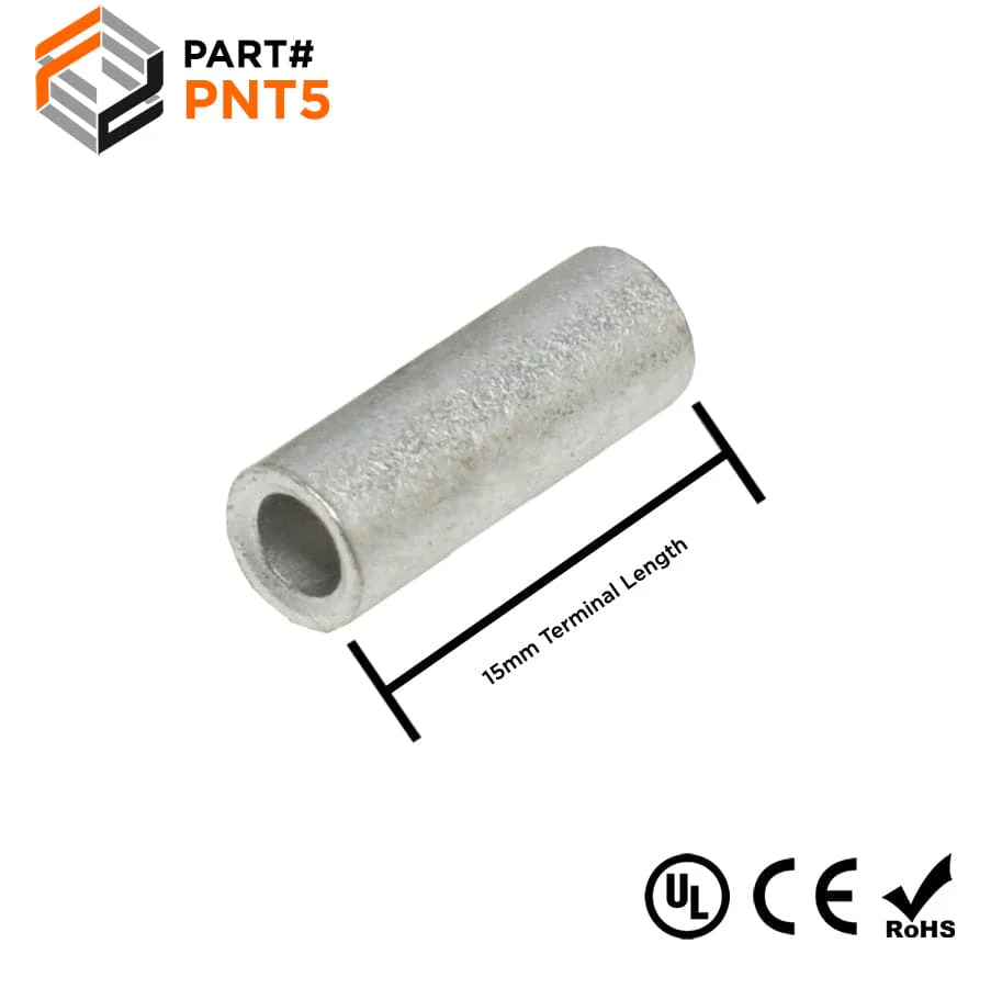 PNT5 - 12 to 10 AWG Non Insulated Parallel Connectors, 5/16" Length, UL Approved, 100 Pieces