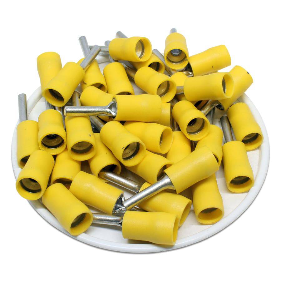 PTD5-13 - Vinyl Insulated Pin Terminals - Double Crimp - 12-10 AWG - Yellow