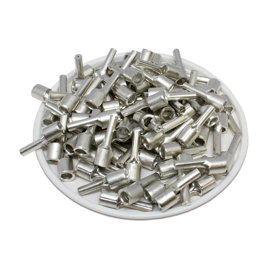 PTNB5-10 - 12 to 10 AWG Non Insulated Pin Terminals, 3/8" Pin, UL Approved, 100 Pieces