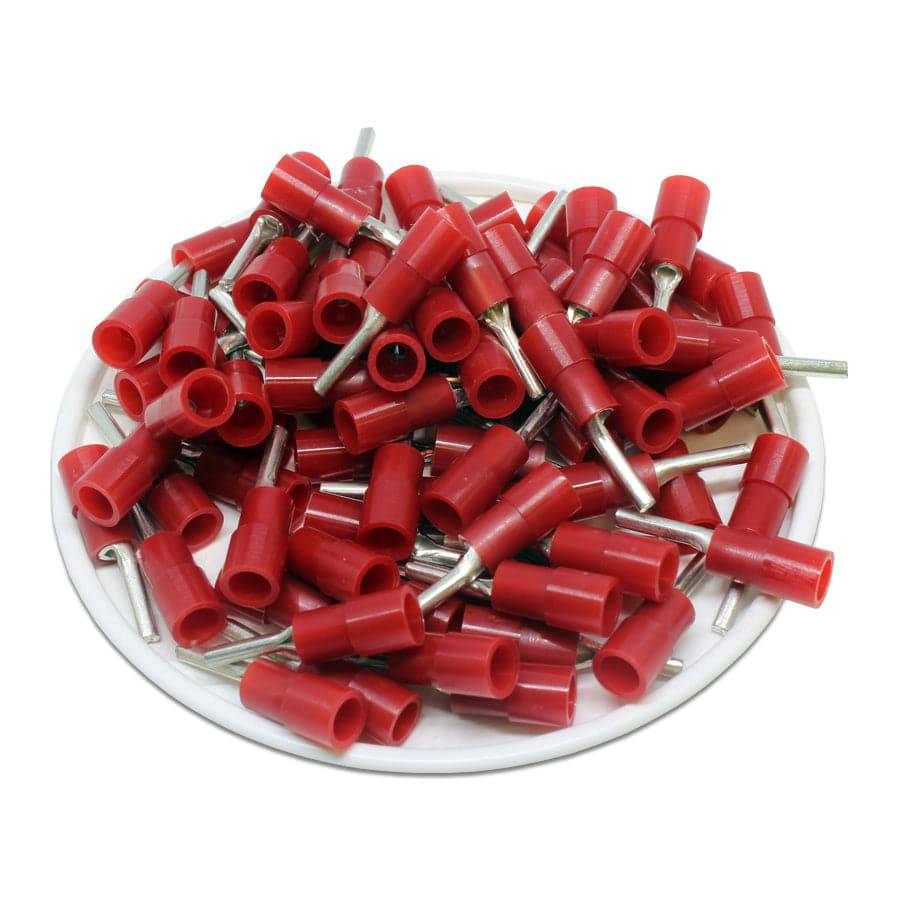 PTNYB1-10 - Nylon Insulated Pin Terminals - 22-16 AWG - Red