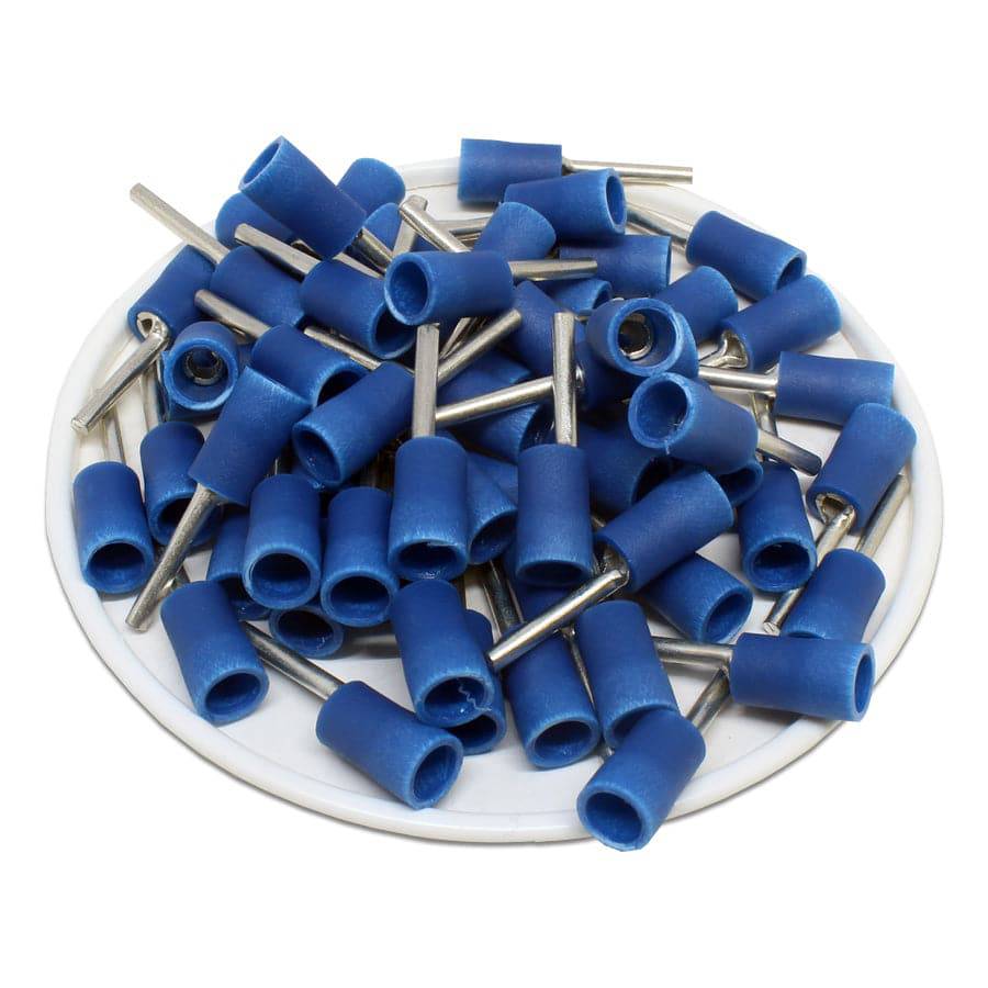 16 to 14 AWG Vinyl Insulated Pin Terminals, 1/2" Pin, UL Approved, 100 Pieces - PTV2-13