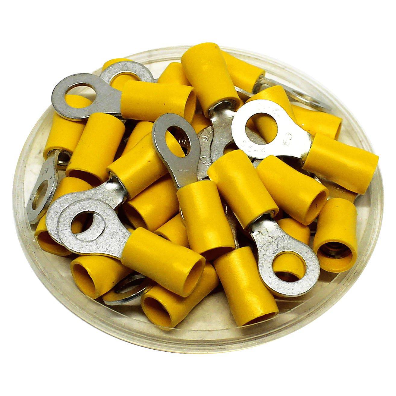 RD5-6 - Double Crimp Vinyl Insulated Ring Terminals - 12-10 AWG - 1/4" Stud