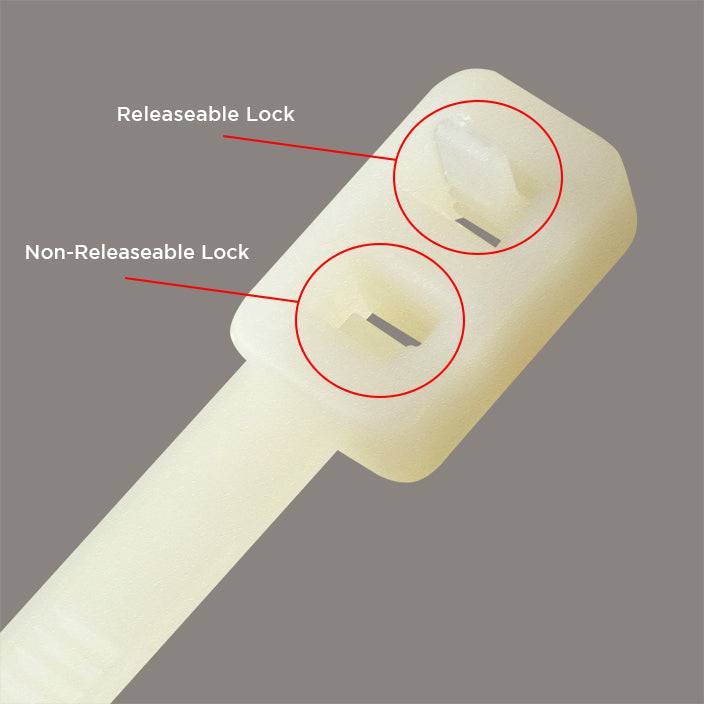 RDCV300 - 12" Releasable Nylon Double Head Cable Tie, 50-lb Tensile Strength, Natural, 100-Pack - Image 3