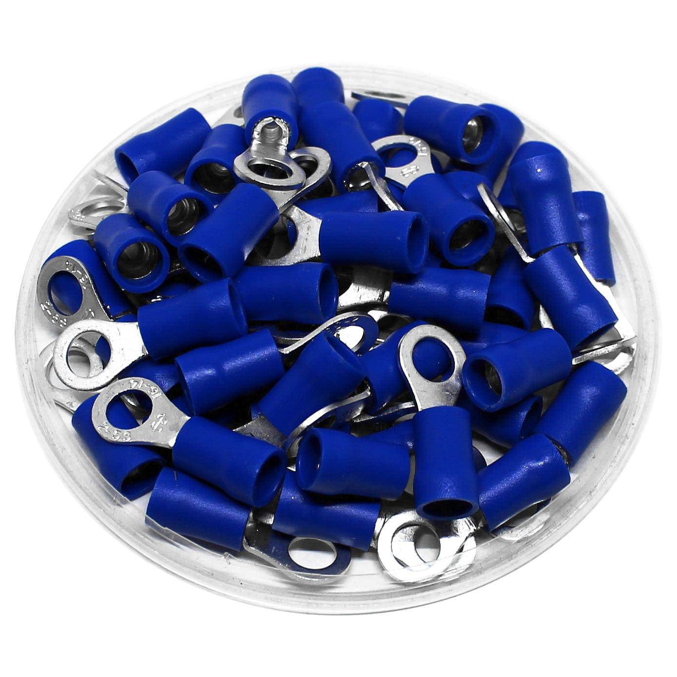 16 to 14 AWG Vinyl Insulated Ring Terminals, #10 Stud, Double Crimp, UL Approved, 100 Pieces - RDS2-5