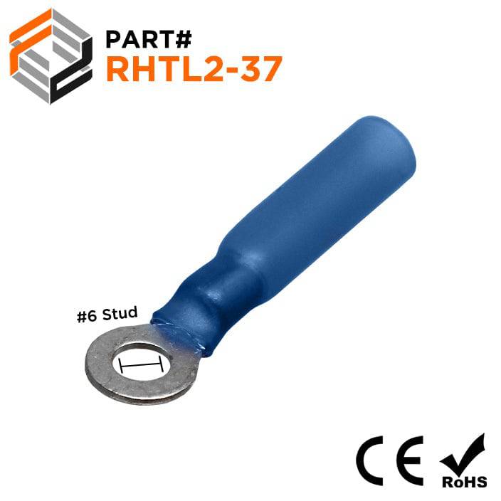 RHTL2-3.7 - Polyethylene Insulated Heat Shrinkable Ring Terminals - 16-14 AWG