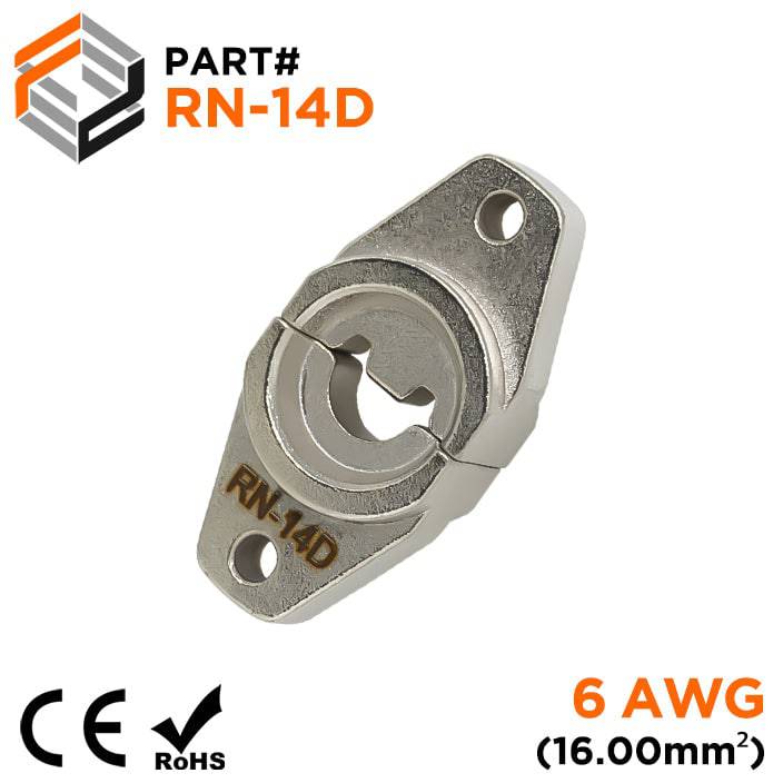 RN-14D - Crimping Die for Compression Cable Lugs - 6 AWG - Single Indent, 1 Piece