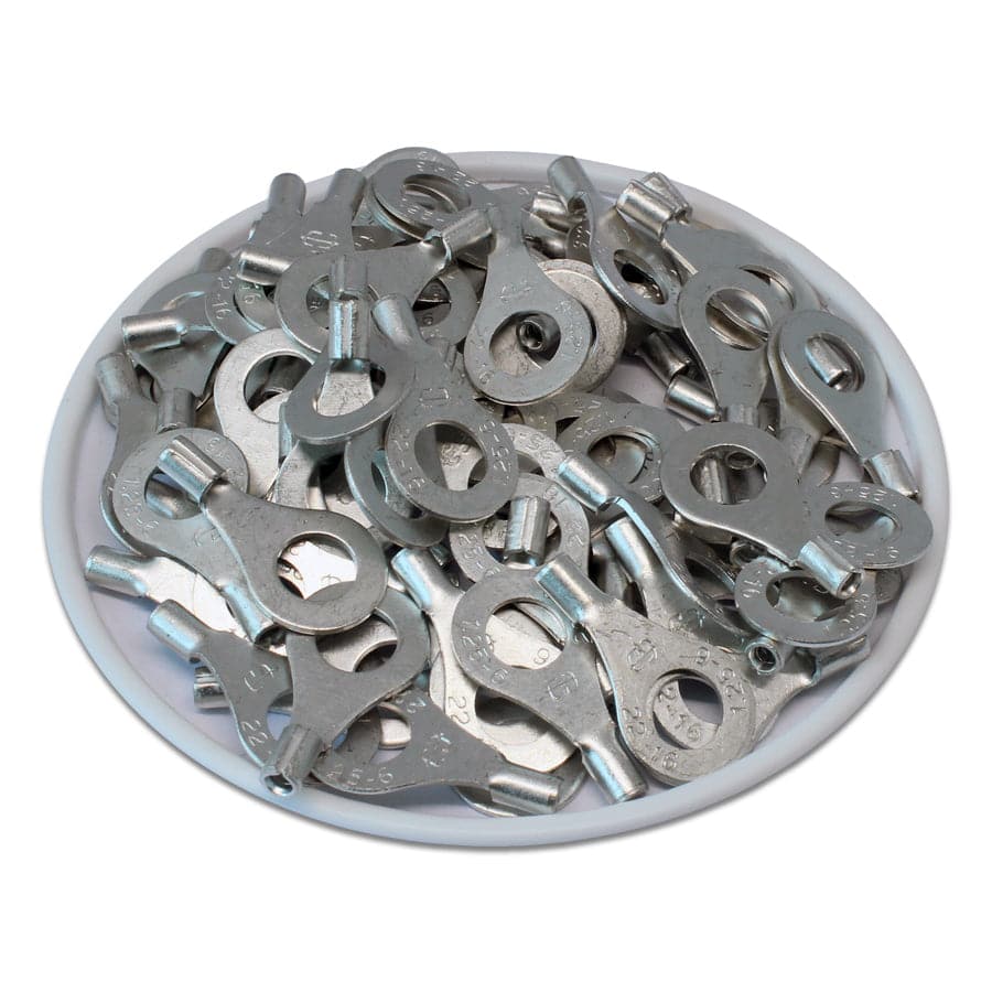 22-16 AWG Non Insulated Ring Terminals, 1/4" Stud, UL Approved, 100 Pieces - RNB1-6 - Image 2