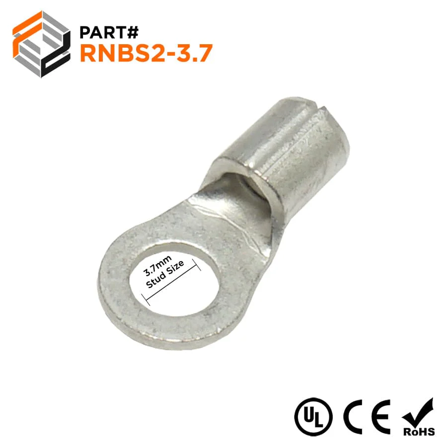 16-14 AWG Non Insulated Ring Terminals, #6 Stud, UL Approved, 100 Pieces - RNBS2-37