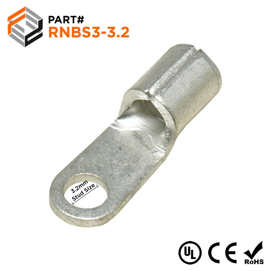 14-12 AWG Non Insulated Ring Terminals, #4 Stud, UL Approved, 100 Pieces - RNBS3-32