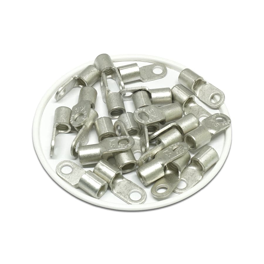 8 AWG Non Insulated Ring Terminals, #8 Stud, UL Approved, 25 Pieces - RNBS8-4