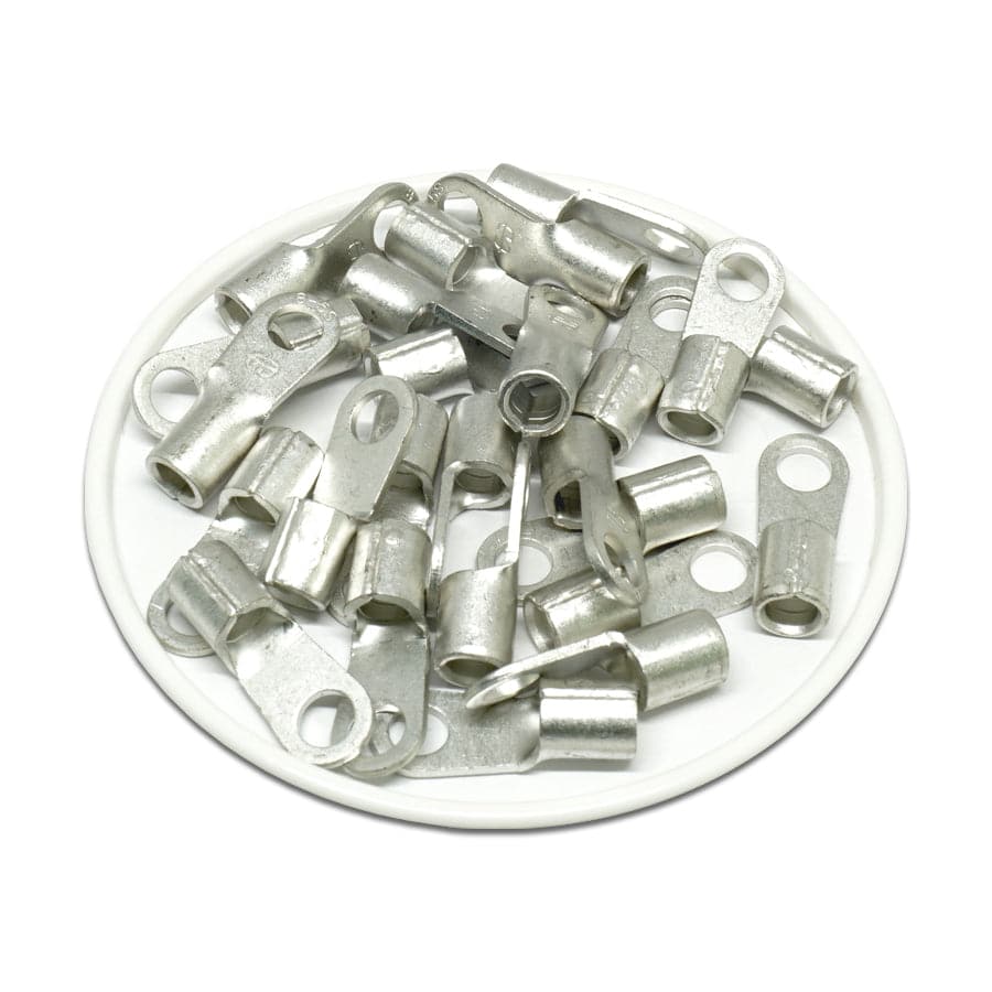 8 AWG Non Insulated Ring Terminals, #10 Stud, UL Approved, 25 Pieces - RNBS8-5