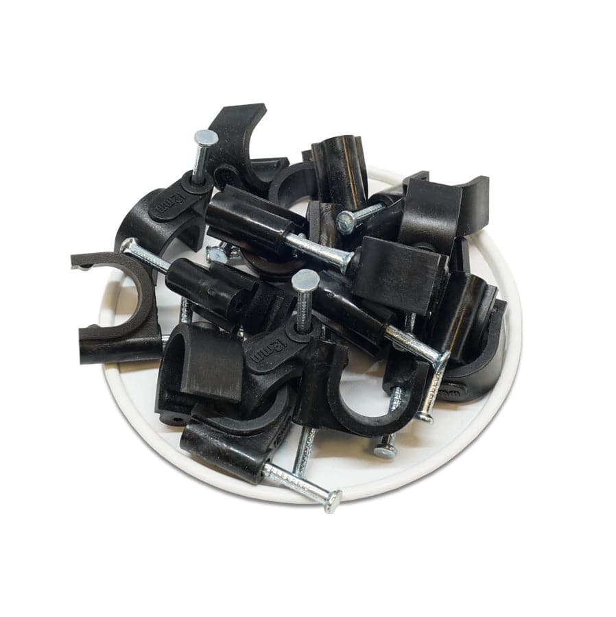 Nail In Cable Clips, Ethernet Cable Nails Tacks, Round, 12mm, 0.47", Black, 100 Pieces - RNC12B - Image 2