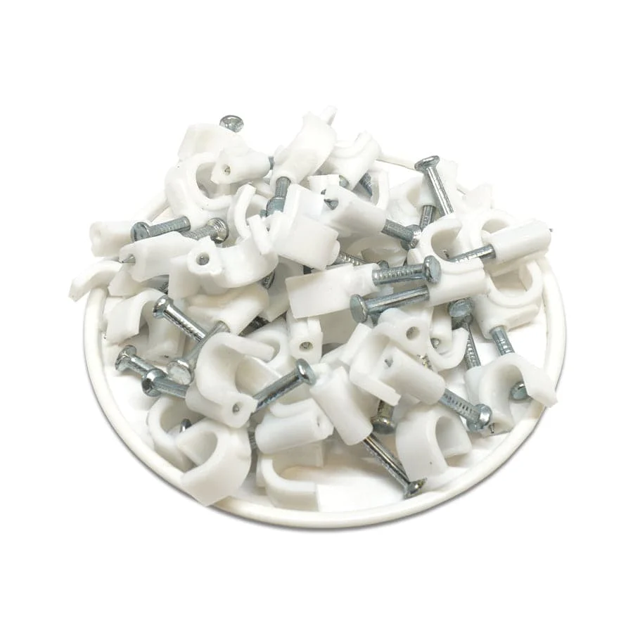 Nail In Cable Clips, Ethernet Cable Nails Tacks, Round, 7mm, 0.27", White, 100 Pieces - RNC7W - Image 2