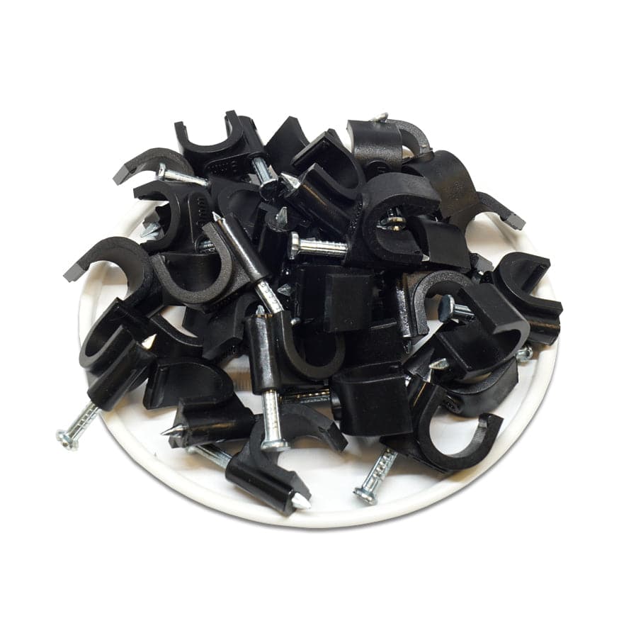 Nail In Cable Clips, Ethernet Cable Nails Tacks, Round, 9mm, 0.35", Black, 100 Pieces - RNC9B - Image 2