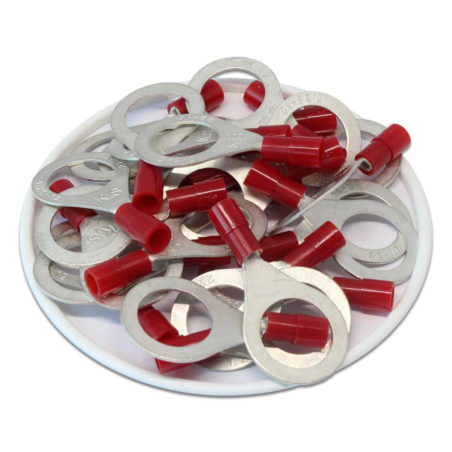 22-16 AWG Nylon Insulated Ring Terminals, 1/2" Stud, Butted Seam, 100 Pieces - RNY1-12 - Image 2