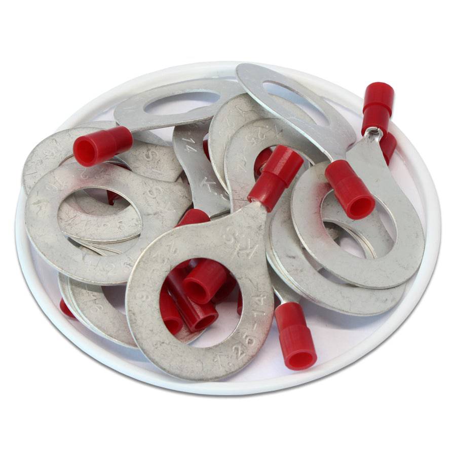 22-16 AWG Nylon Insulated Ring Terminals, 9/16" Stud, Butted Seam, 50 Pieces - RNY1-14 - Image 2