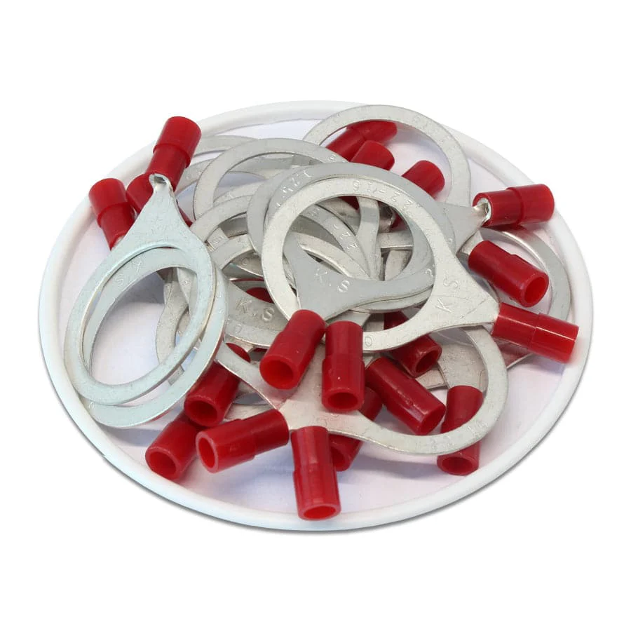 22-16 AWG Nylon Insulated Ring Terminals, 3/4" Stud, Butted Seam, 50 Pieces - RNY1-20 - Image 2