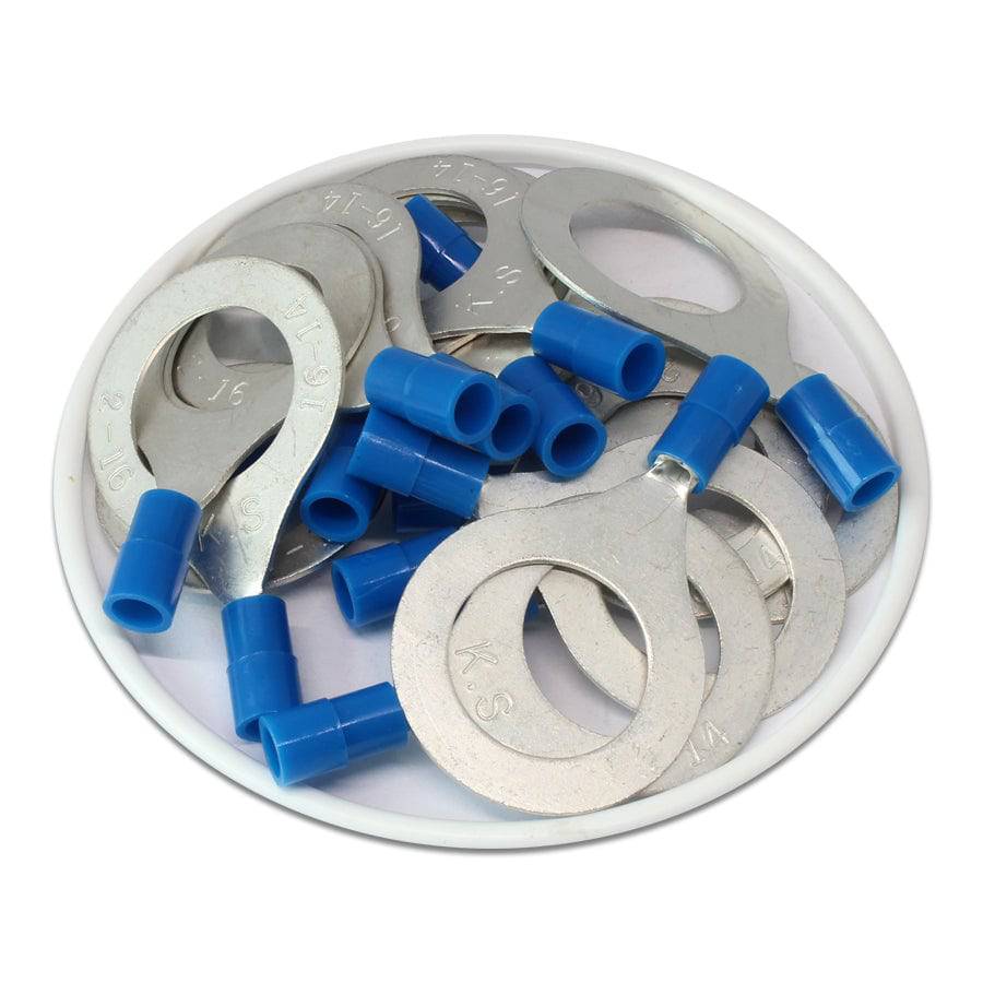 16-14 AWG Nylon Insulated Ring Terminals, 5/8" Stud, Butted Seam, 50 Pieces - RNY2-16