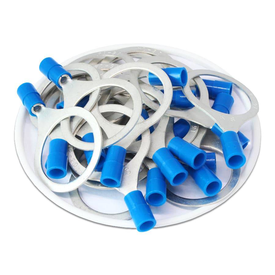 16-14 AWG Nylon Insulated Ring Terminals, 3/4" Stud, Butted Seam, 50 Pieces - RNY2-20