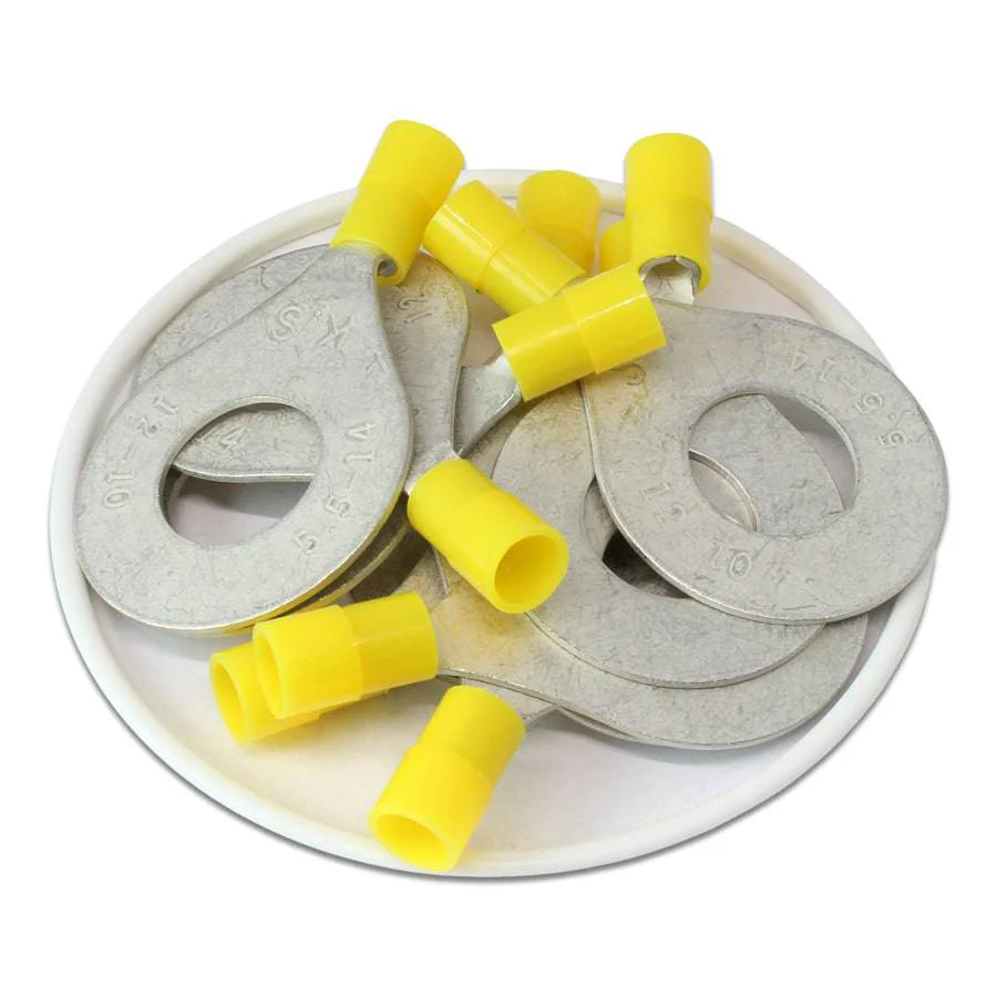 12-10 AWG Nylon Insulated Ring Terminals, 9/16" Stud, Butted Seam, 50 Pieces - RNY5-14