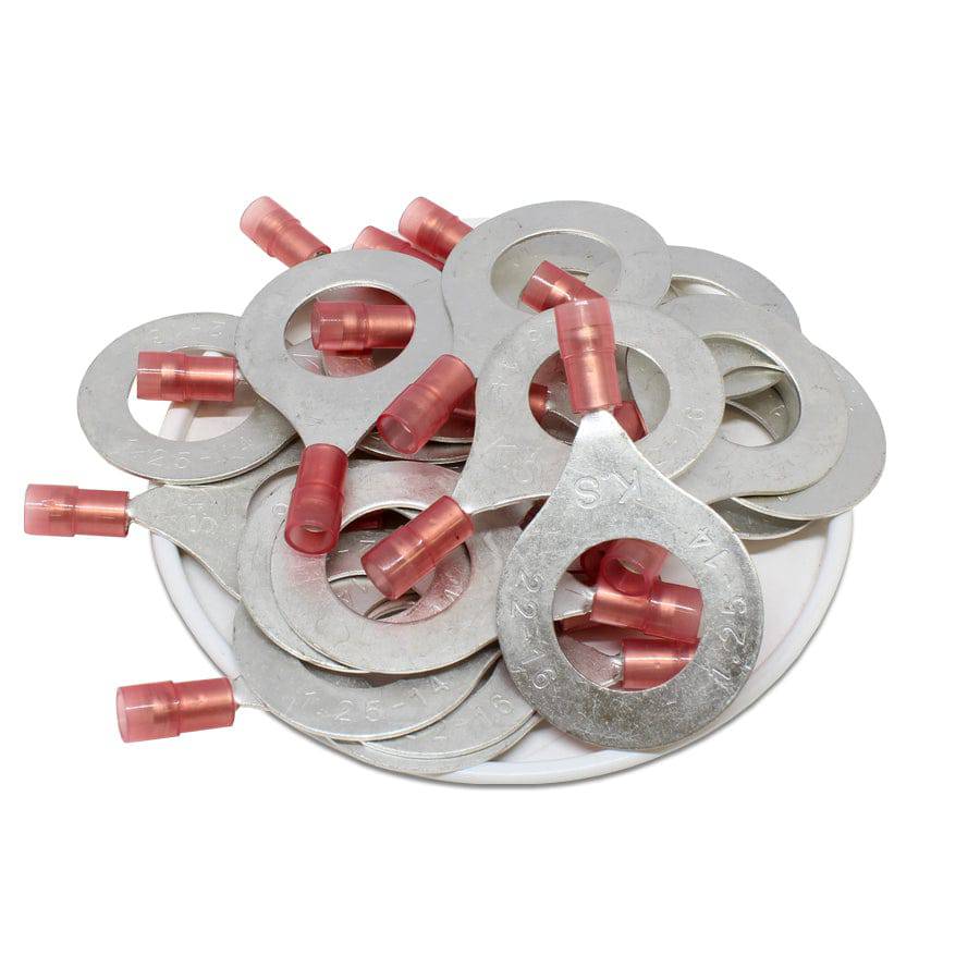 RNYD1-14 - Double Crimp Nylon Ring Terminals - 22-16 AWG - 9/16" Stud