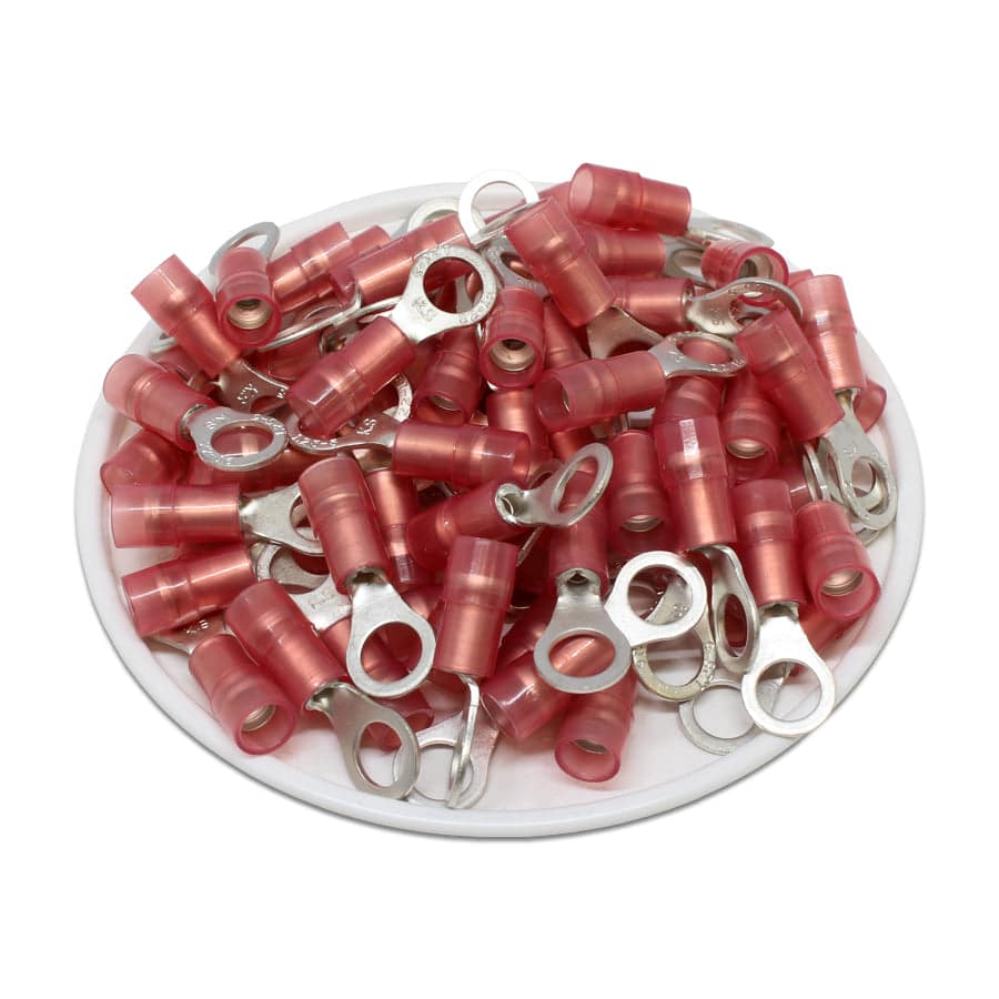 RNYD1-5 - Double Crimp Nylon Ring Terminals - 22-16 AWG - #10 Stud