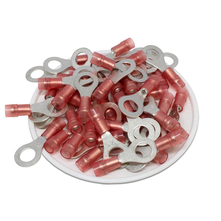 RNYD1-6 - Double Crimp Nylon Ring Terminals - 22-16 AWG - 1/4" Stud