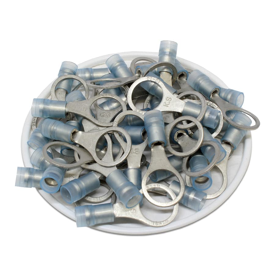 RNYD2-10 Nylon Ring Terminals - Double Crimp 16-14AWG