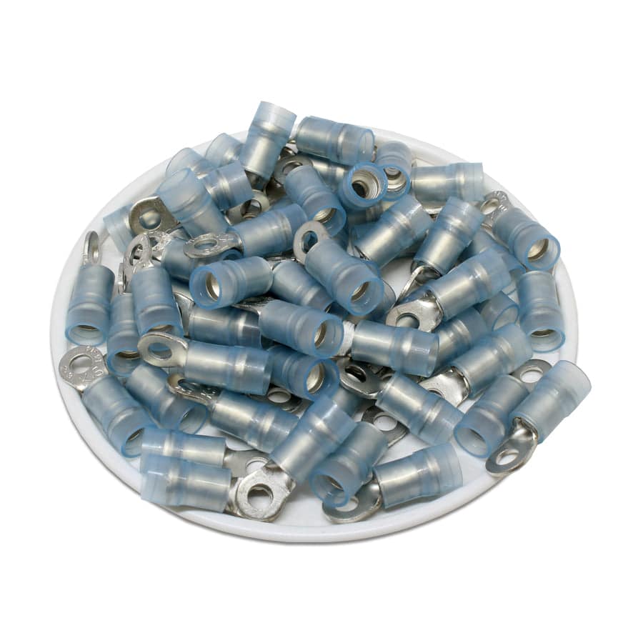 RNYD2-3.2 - Double Crimp Nylon Ring Terminals - 16-14 AWG - #4 Stud