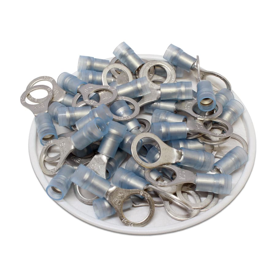 RNYD2-8 - Double Crimp Nylon Ring Terminals - 16-14 AWG - 5/16" Stud