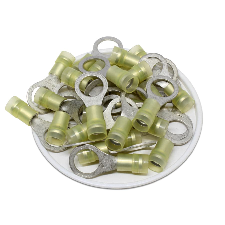 RNYD5-10 - Double Crimp Nylon Ring Terminals - 12-10 AWG - 3/8" Stud